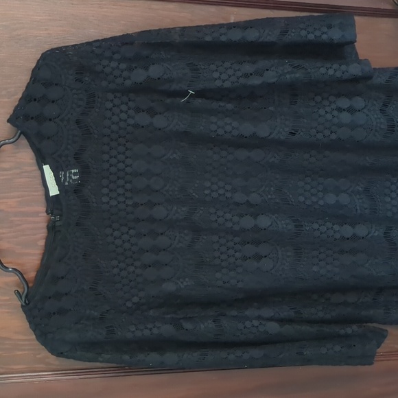 Chico's Black Crochet 3/4 Sleeve Straight Sheath Dress Size Medium - Picture 2 of 6